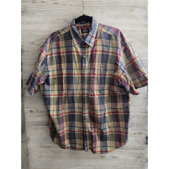 Dickies Other - Dickies Shirt Mens XL Blue Plaid Short Sleeve Button Up Down Front Workwear